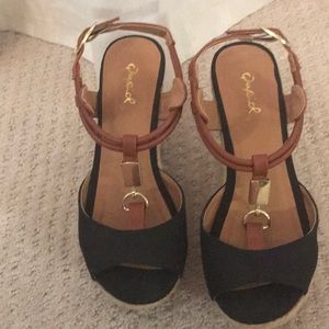 Cute Black and Tan Wedge Sandal